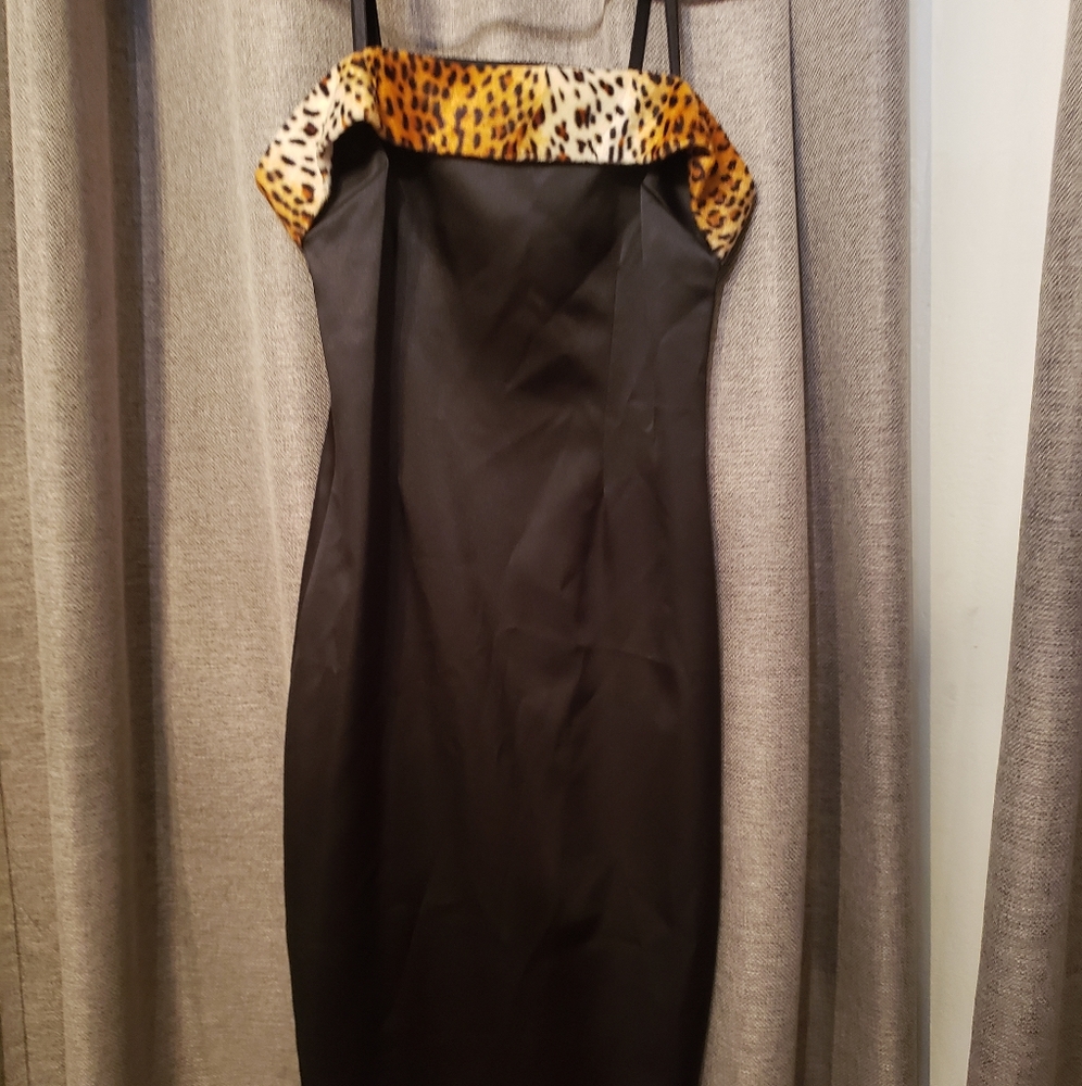 Pinup couture leopard print black dress